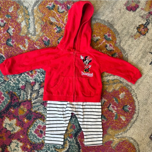 🌟3/$20🌟 Disney Red Minnie Mouse zipper hoodie 🎀Bows make me Happy+carters pants - Picture 1 of 7